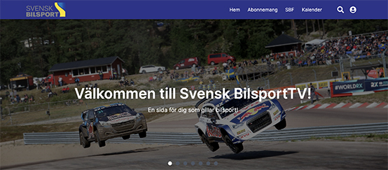 Skärmdump på startsidan för svenskbilsporttv.se